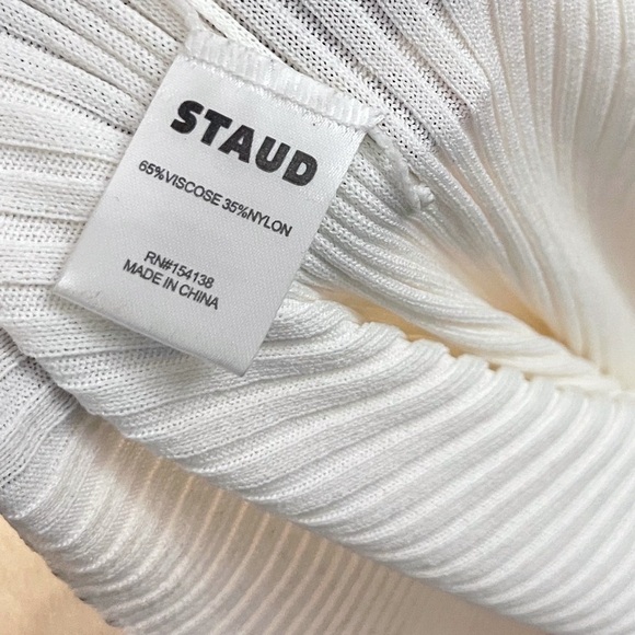 STAUD Shoko Ribbed Knit Long Sleeve Bodycon Dress Colorful Casual Chic - Picture 4 of 6